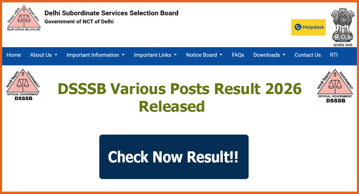 DSSSB Result 2026 Out