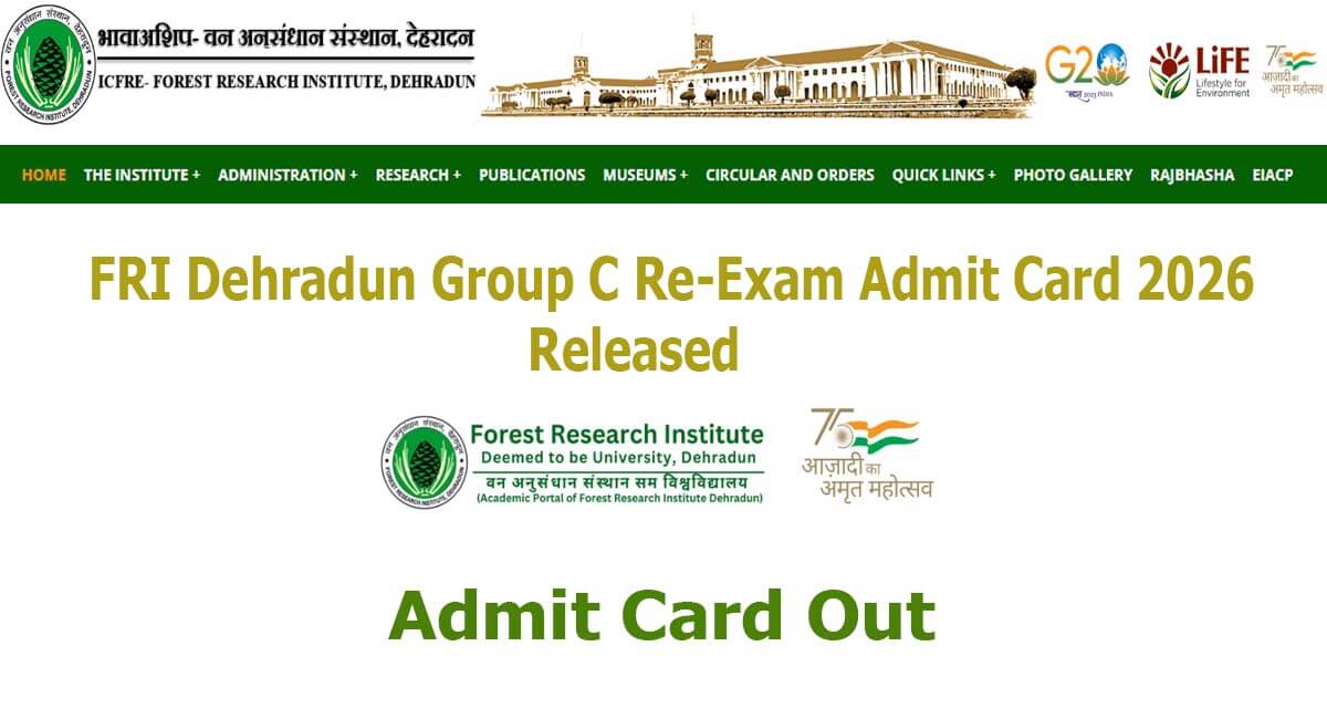 FRI Dehradun MTS Re-Exam Admit Card 2026