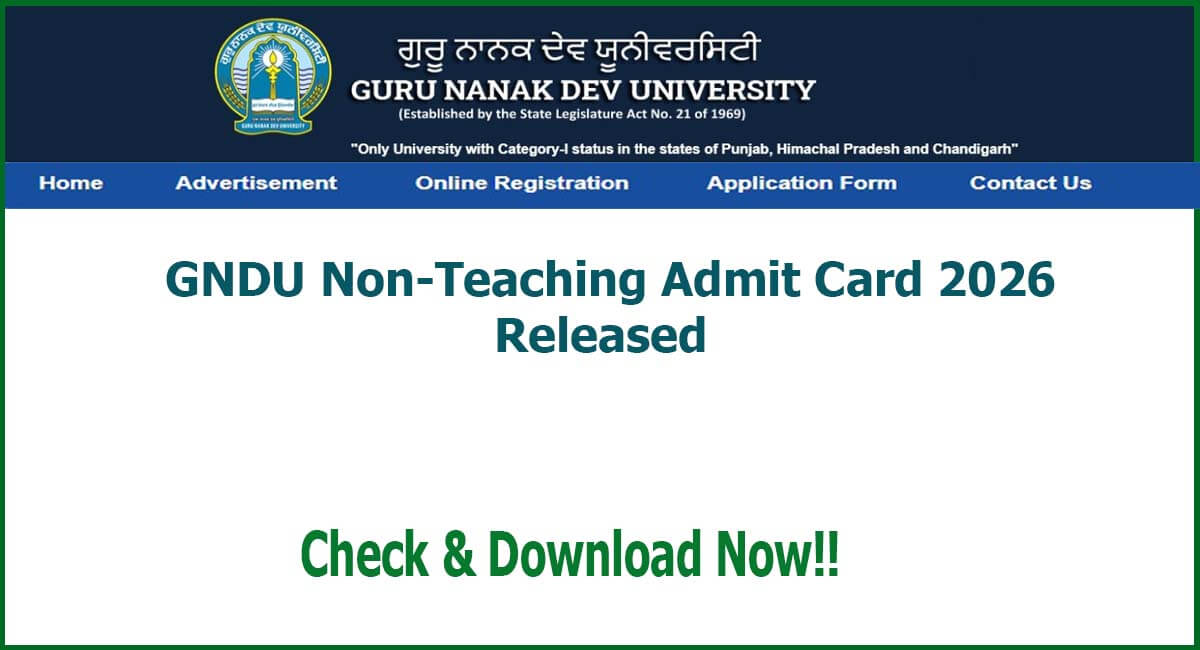 GNDU Non-Teaching Admit Card 2026