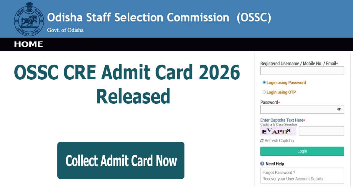 OSSC CRE Admit Card 2026