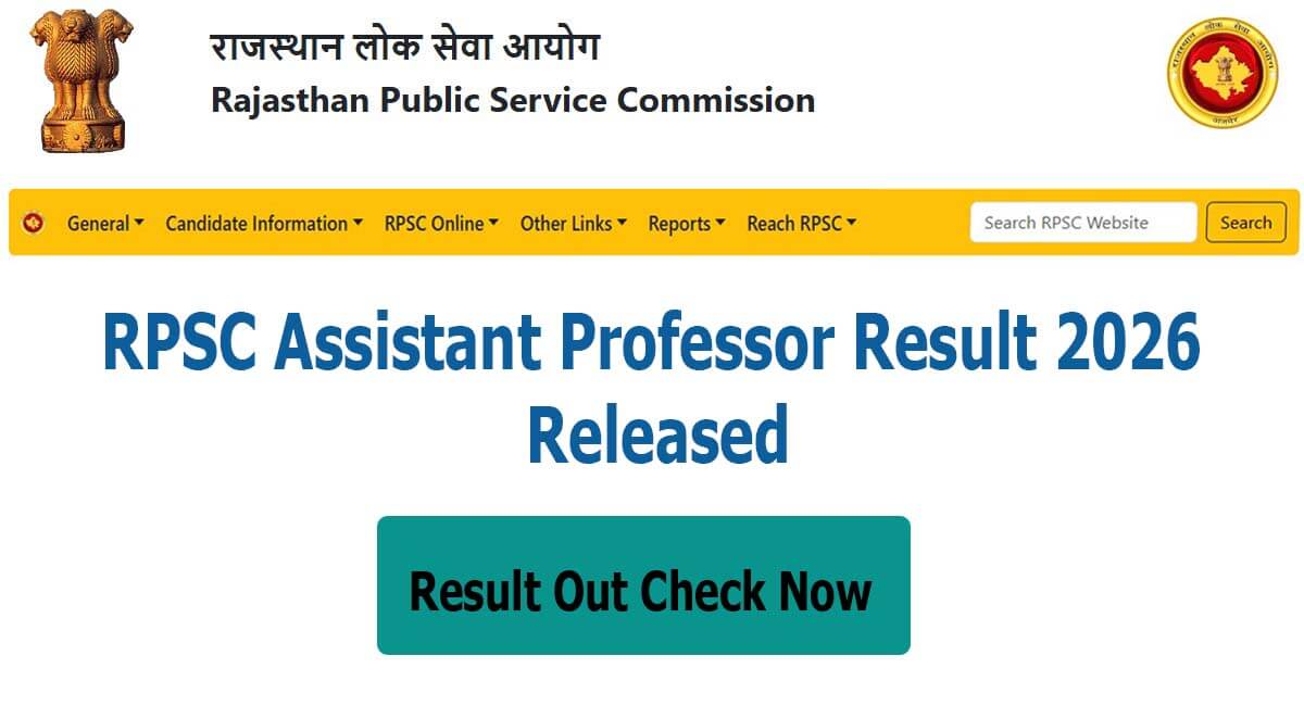 RPSC Assistant Professor Result 2026