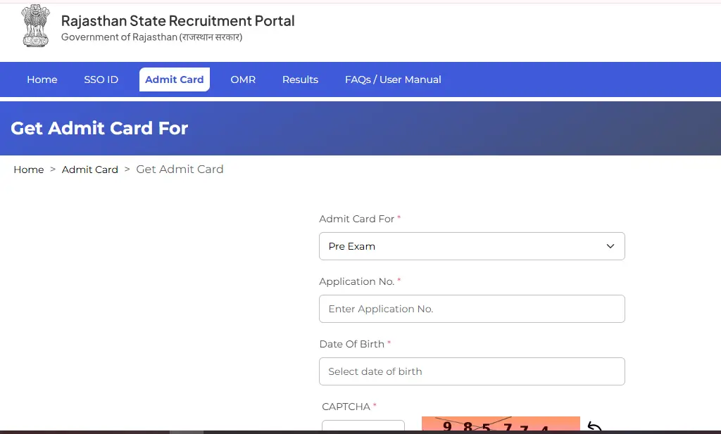 RSSB BCI SCI Admit Card 2026