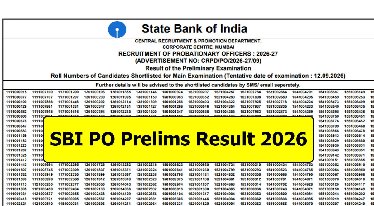 SBI PO Prelims Result 2026