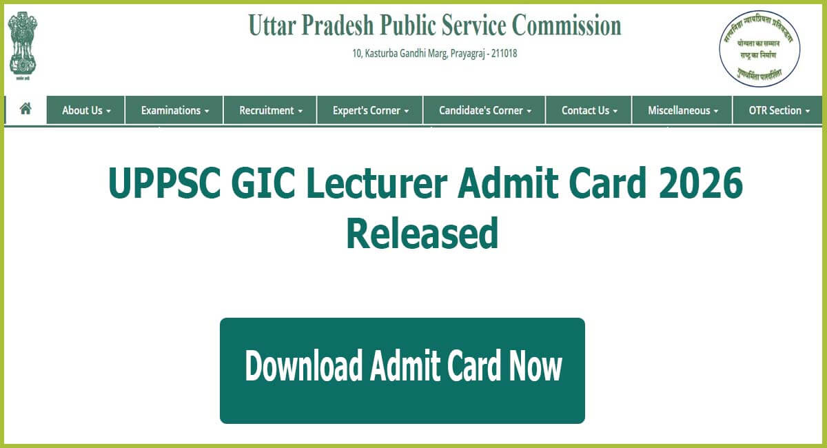 UPPSC GIC Lecturer Mains Admit Card 2026