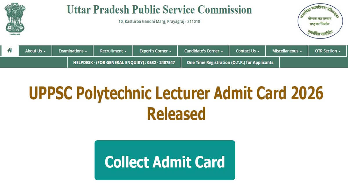 UPPSC Polytechnic Lecturer Admit Card 2026