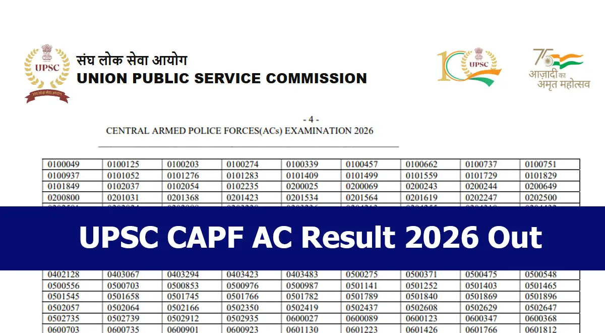 UPSC CAPF AC Result 2026 Out