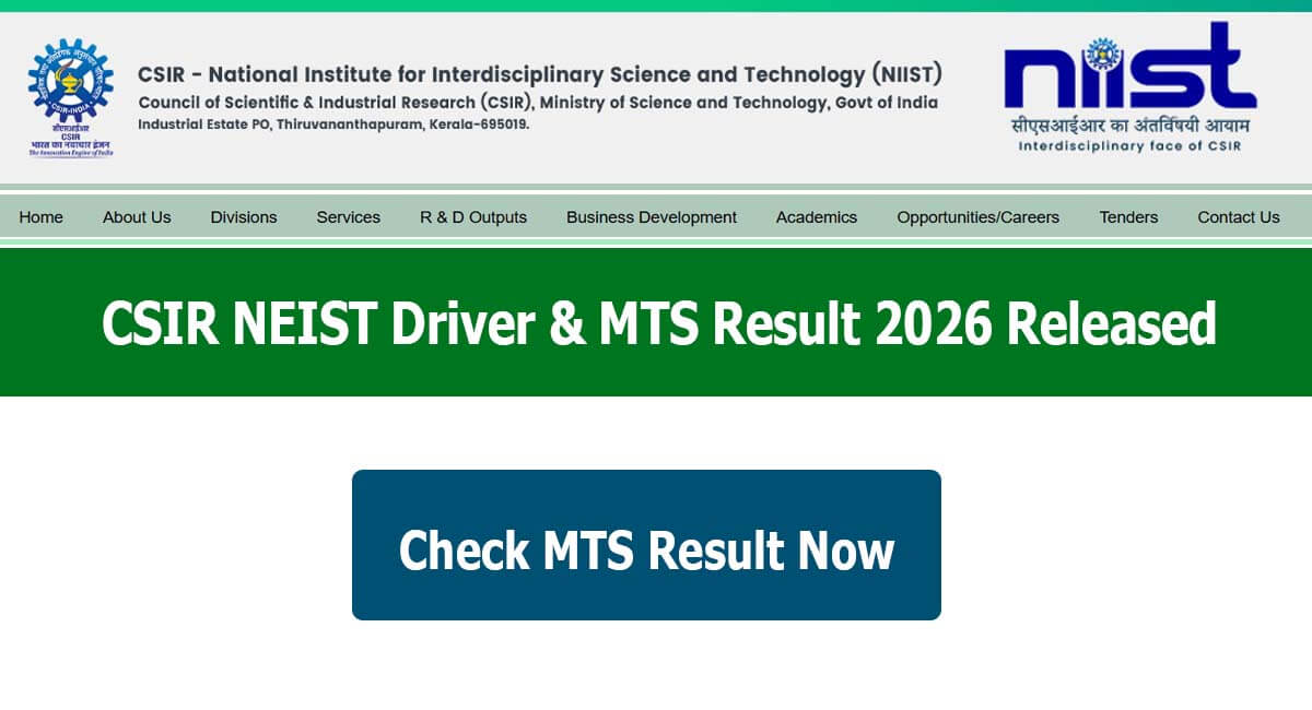 CSIR NEIST Driver and MTS Result 2026