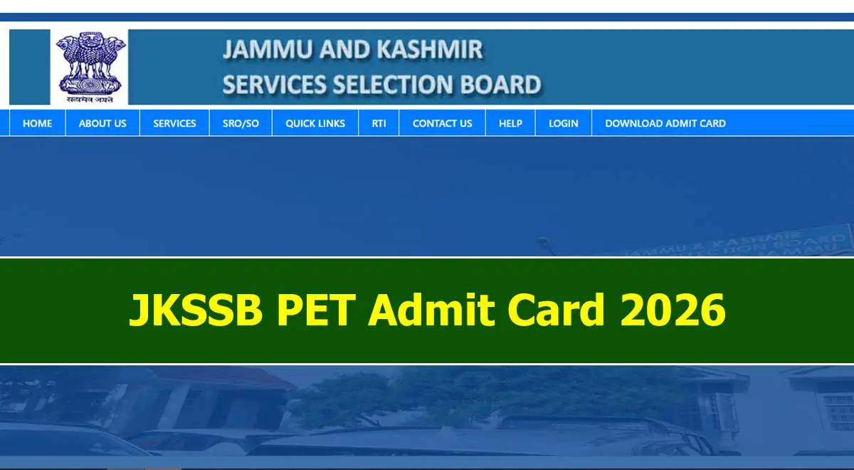 JKSSB PET Admit Card 2026
