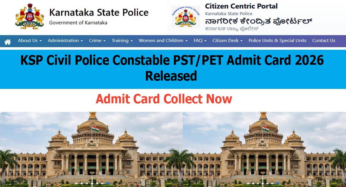 KSP Civil Police Constable PST/PET Admit Card 2026