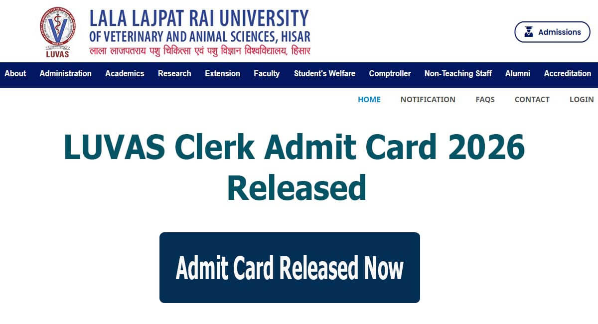 LUVAS Clerk Admit Card 2026