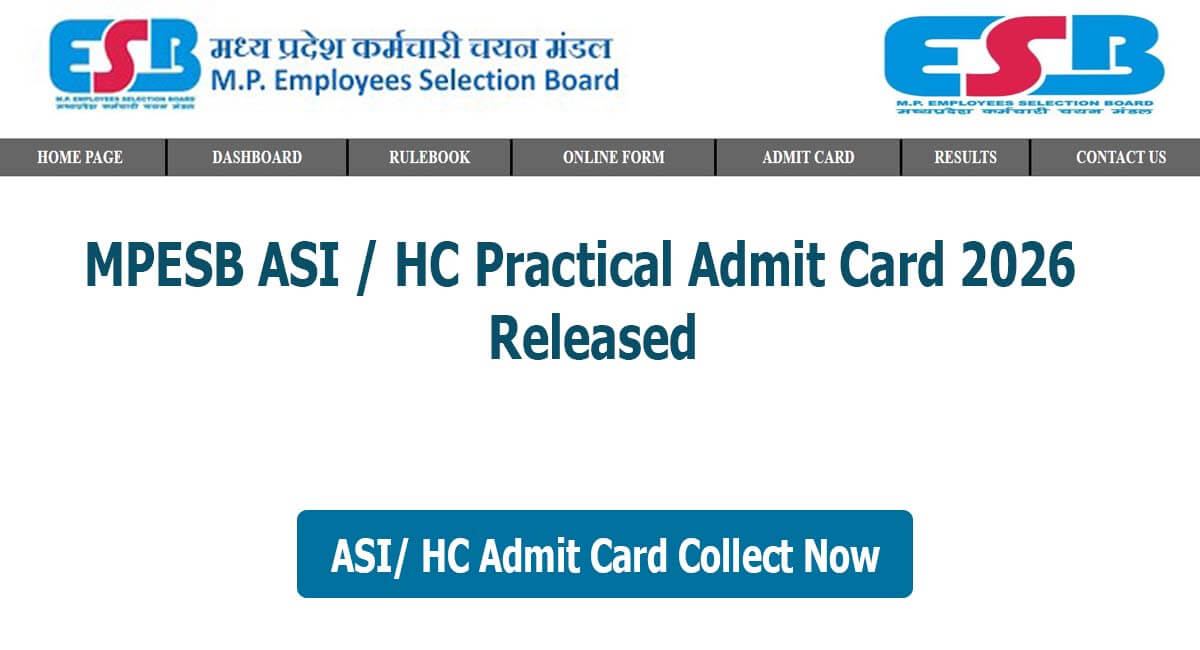 MPESB ASI and HC Practical Admit Card 2026
