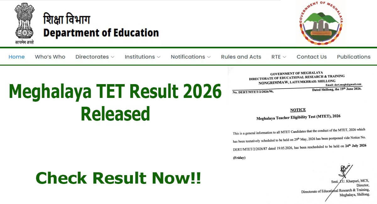 Meghalaya TET Result 2026