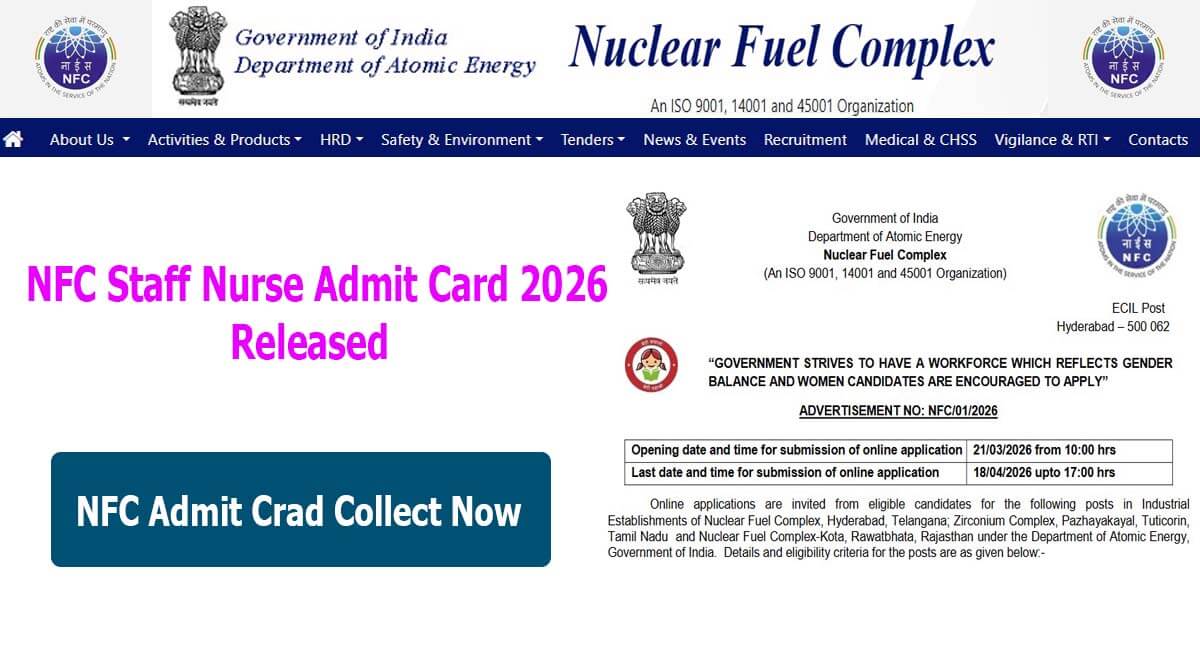 NFC Staff Nurse Admit Card 2026
