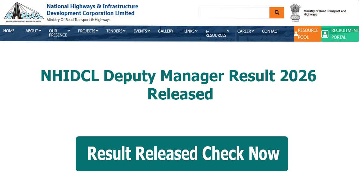 NHIDCL Deputy Manager Result 2026
