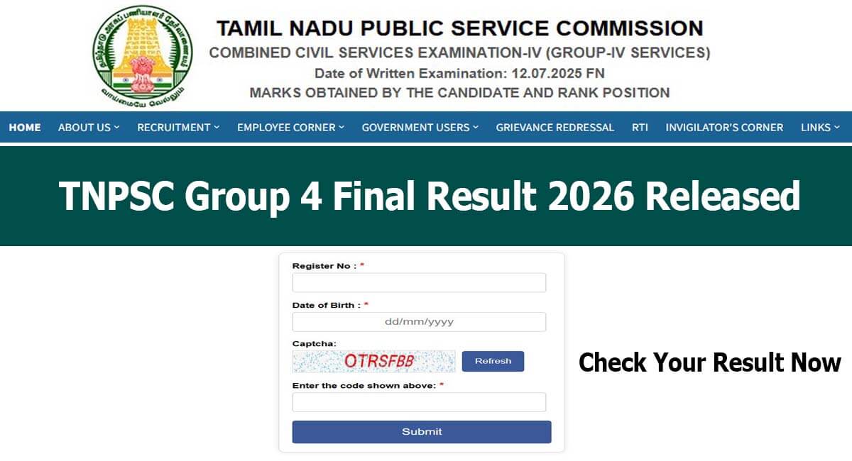 TNPSC Group 4 Final Result 2026