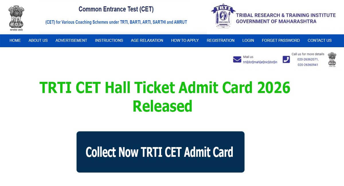 TRTI CET Hall Ticket 2026