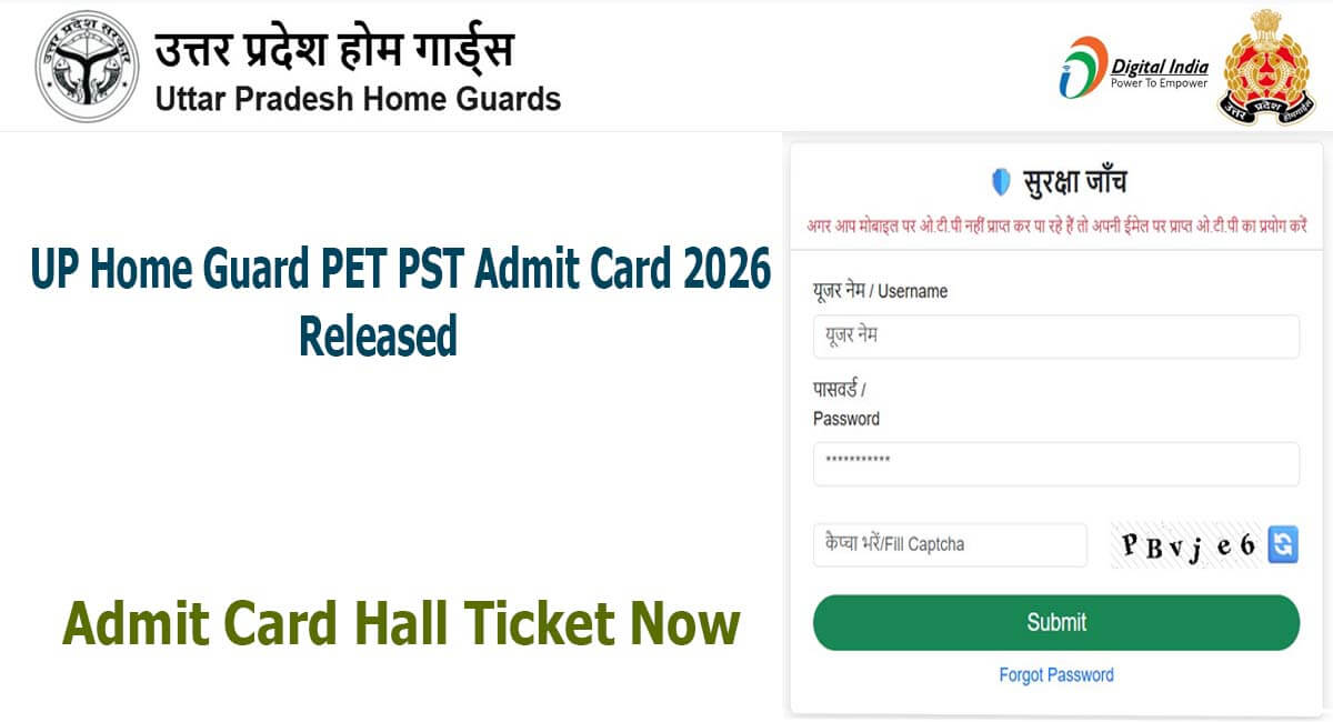UP Home Guard PET/PST Admit Card 2026