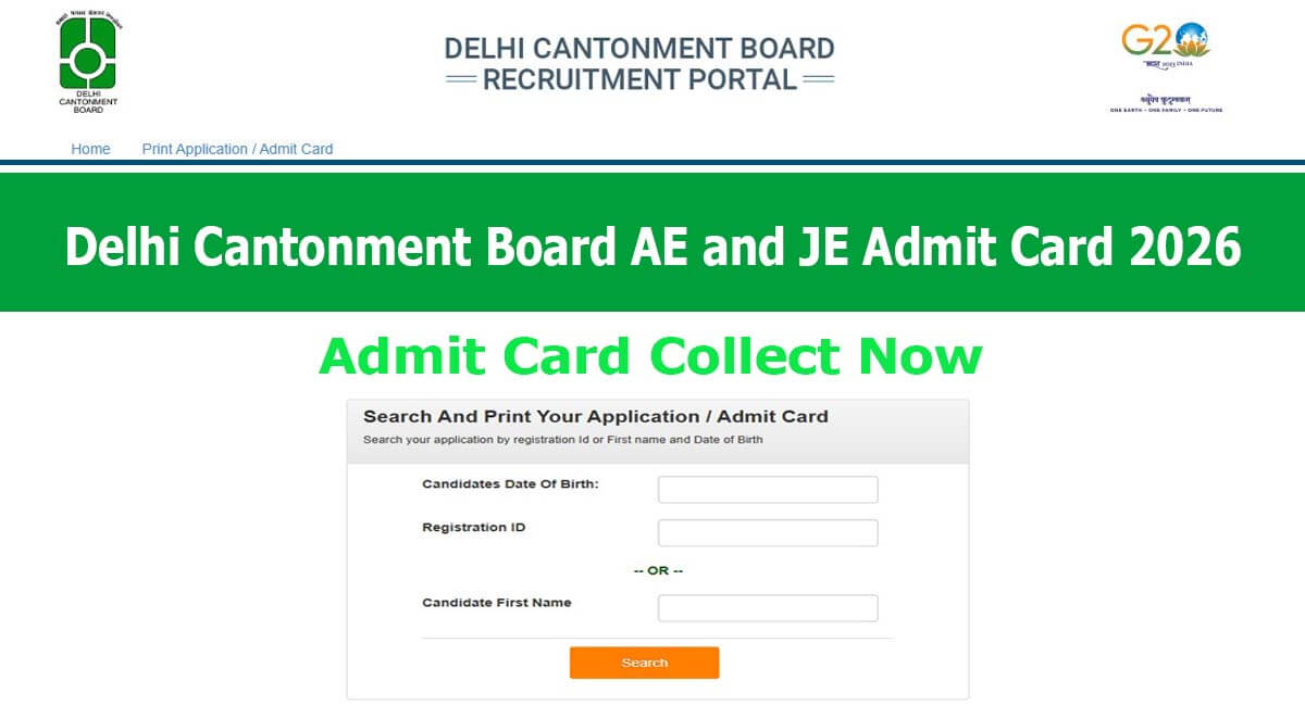 Delhi Cantonment Board Admit Card 2026