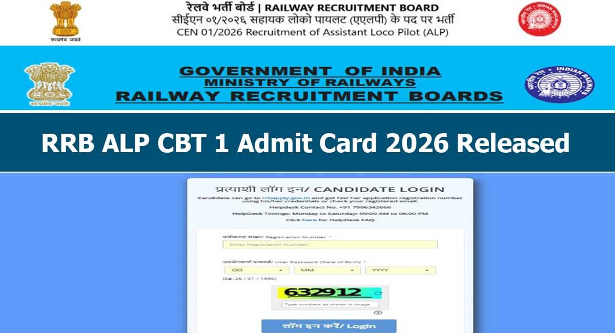 RRB ALP CBT 1 Admit Card 2026